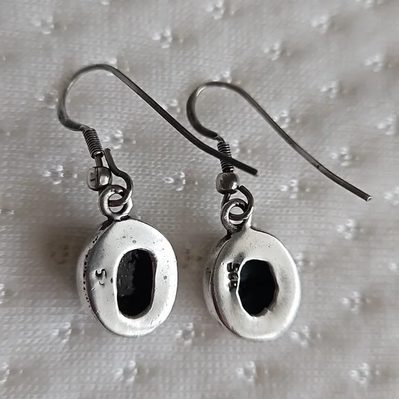 Vintage Turquoise Teardrop Sterling Silver Earrings - Picture 5 of 7